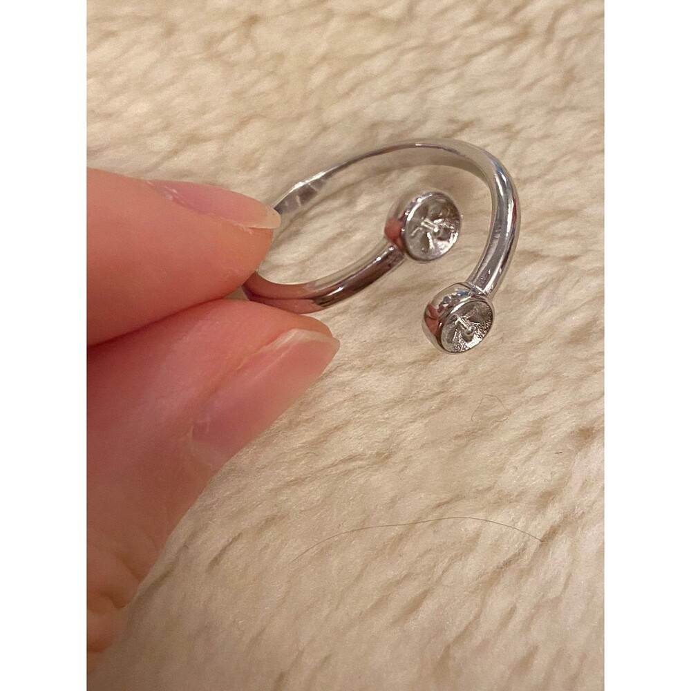 solid sterling silver double pearl ring - Picture 4 of 4